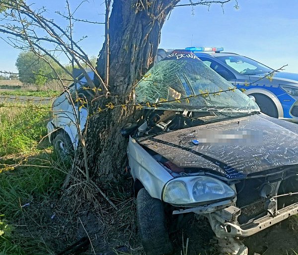 Cudem uniknął śmierci! 19-latek uderzył w drzewo, a potem dostał mandat!-6559